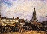The Market At Sainte - Catherine, Honfleur by Johan Barthold Jongkind